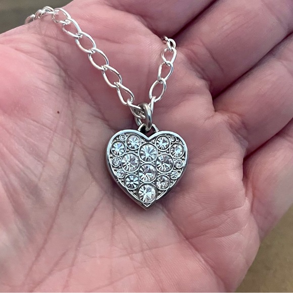 Coach Pave Crystal Heart Pendant .925 Sterling Silver Necklace - Picture 5 of 7